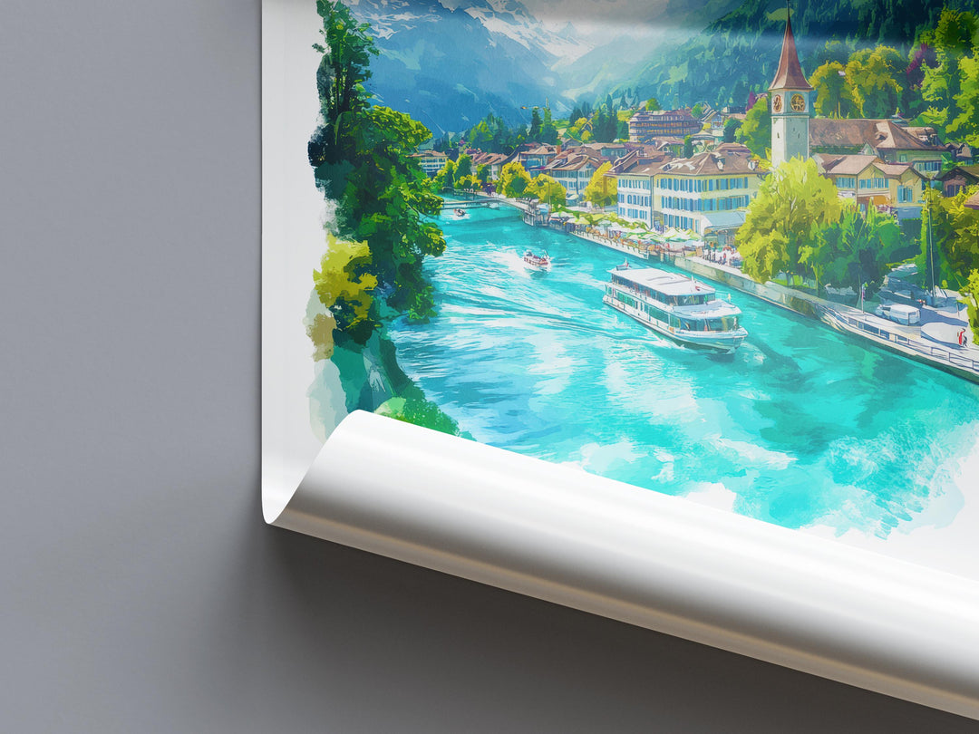 Interlaken Watercolor Poster Wall Art Interlaken Wall Decor Home Décor Interlaken Gift Switzerland Art Lover Gift, Travel Souvenir Print