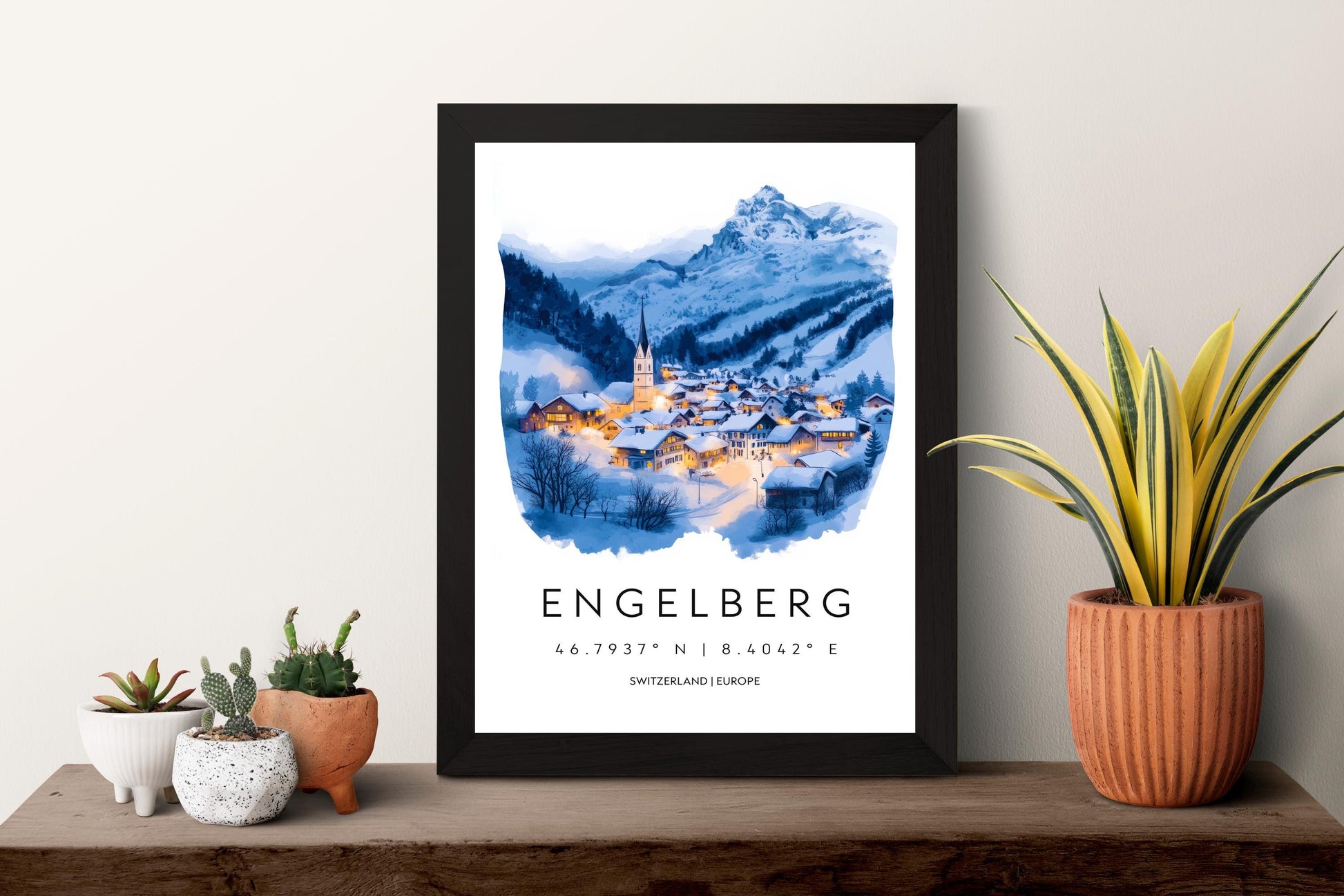 Engelberg Watercolor Poster Wall Art Engelberg Wall Decor Home Décor Engelberg Gift Switzerland Art Lover Gift, Travel Souvenir Print
