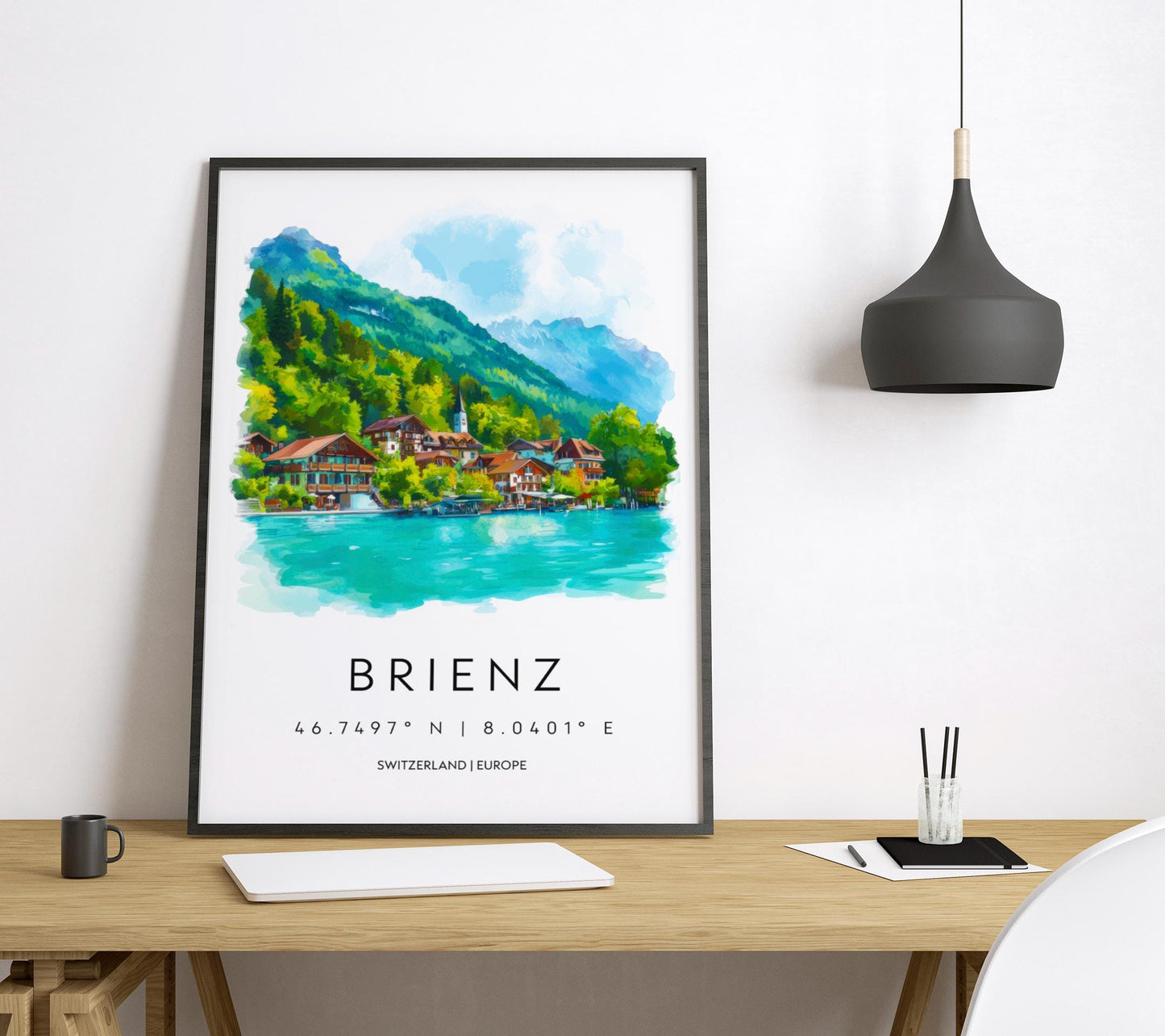 Brienz Watercolor Poster Wall Art Brienz Wall Decor Home Décor Brienz Gift Switzerland Art Lover Gift, Travel Souvenir Print
