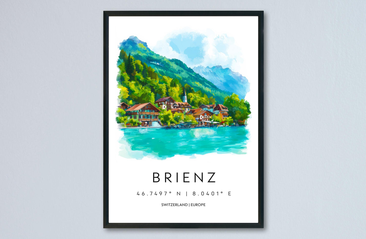 Brienz Watercolor Poster Wall Art Brienz Wall Decor Home Décor Brienz Gift Switzerland Art Lover Gift, Travel Souvenir Print
