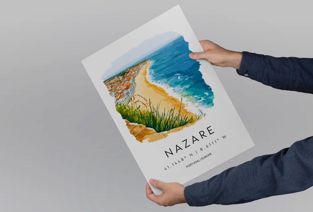 Nazaré Watercolor Poster Wall Art Nazaré Wall Decor Home Décor Nazaré Gift Portugal Art Lover Gift, Travel Souvenir Print