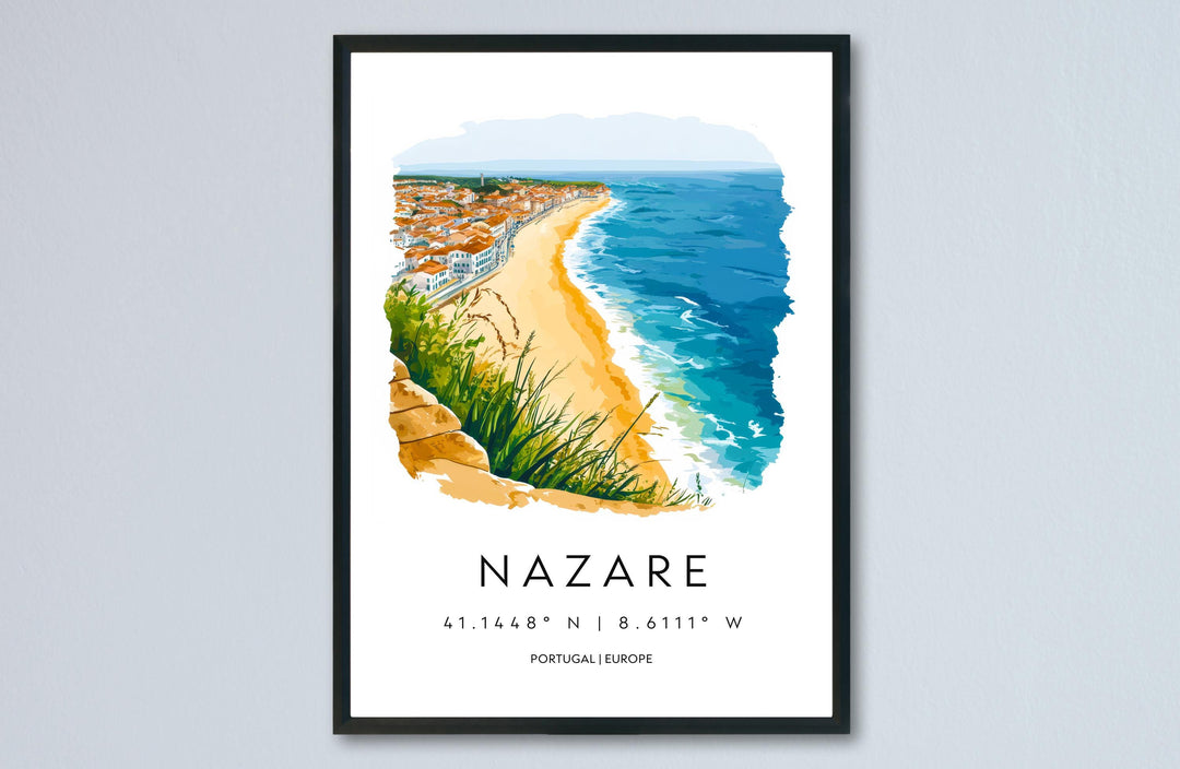 Nazaré Watercolor Poster Wall Art Nazaré Wall Decor Home Décor Nazaré Gift Portugal Art Lover Gift, Travel Souvenir Print
