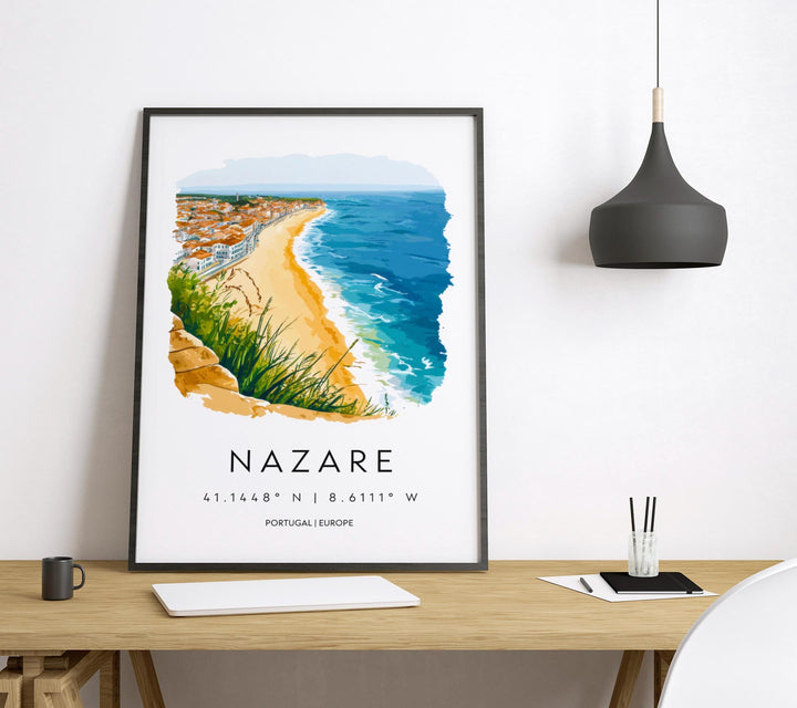 Nazaré Watercolor Poster Wall Art Nazaré Wall Decor Home Décor Nazaré Gift Portugal Art Lover Gift, Travel Souvenir Print