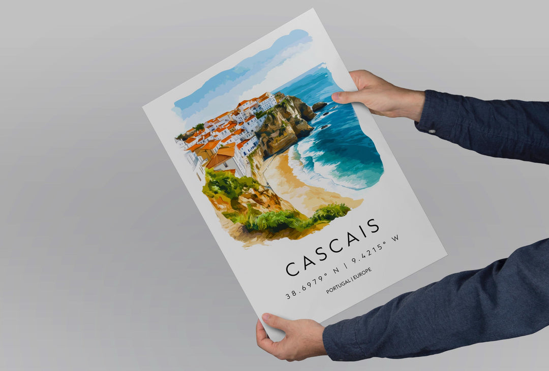 Cascais Watercolor Poster Wall Art Cascais Wall Decor Home Décor Cascais Gift Portugal Art Lover Gift, Travel Souvenir Print