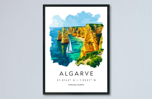 Algarve Watercolor Poster Wall Art Algarve Wall Decor Home Décor Algarve Gift Portugal Art Lover Gift, Travel Souvenir Print