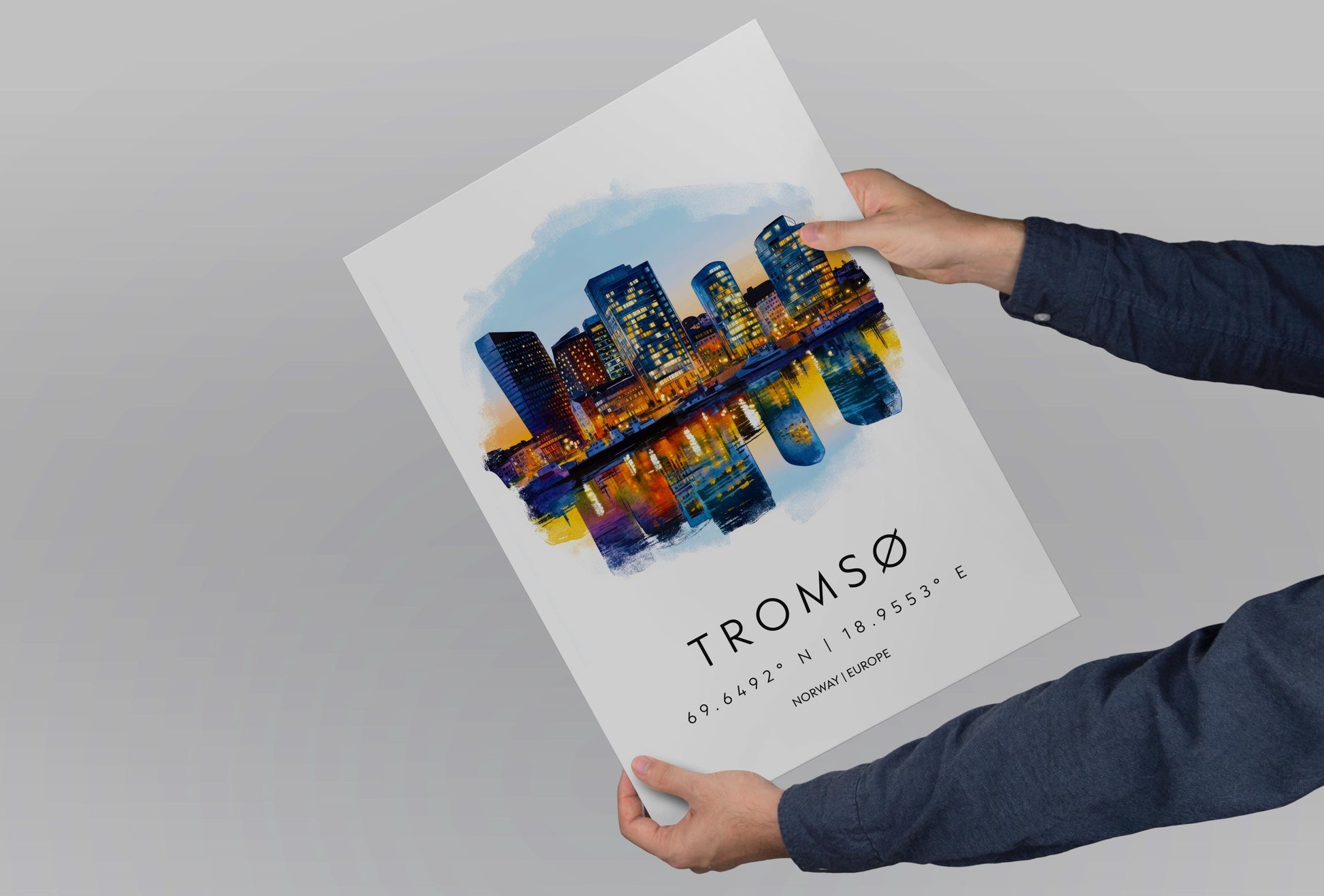 Tromsø Watercolor Poster Wall Art Tromsø Wall Decor Home Décor Tromsø Gift Norway Art Lover Gift, Travel Souvenir Print