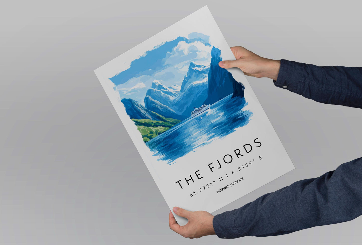 The Fjords Watercolor Poster Wall Art Fjords Wall Decor Home Décor The Fjords Gift Norway Art Lover Gift, Travel Souvenir Print