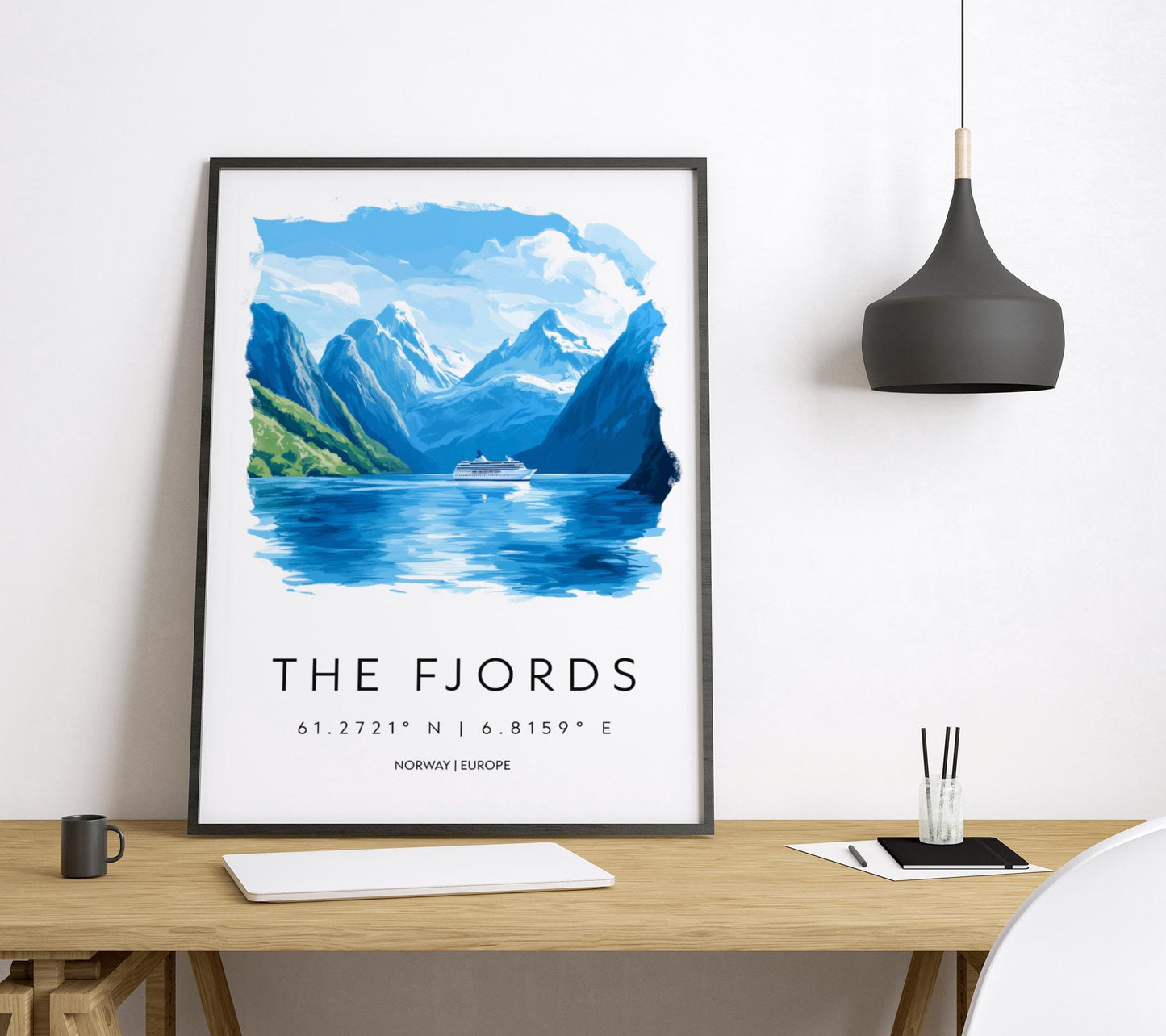 The Fjords Watercolor Poster Wall Art Fjords Wall Decor Home Décor The Fjords Gift Norway Art Lover Gift, Travel Souvenir Print