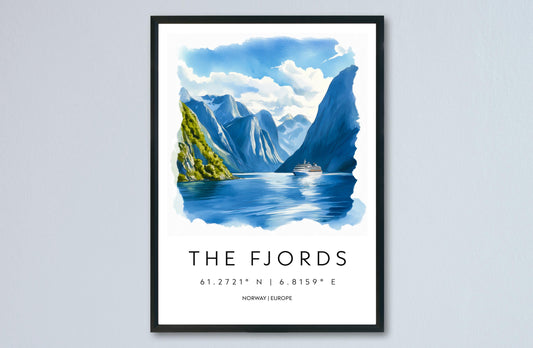 The Fjords Watercolor Poster Wall Art Fjords Wall Decor Home Décor The Fjords Gift Norway Art Lover Gift, Travel Souvenir Print