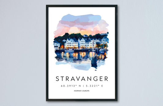 Stavanger Watercolor Poster Wall Art Stavanger Wall Decor Home Décor Stavanger Gift Norway Art Lover Gift, Travel Souvenir Print