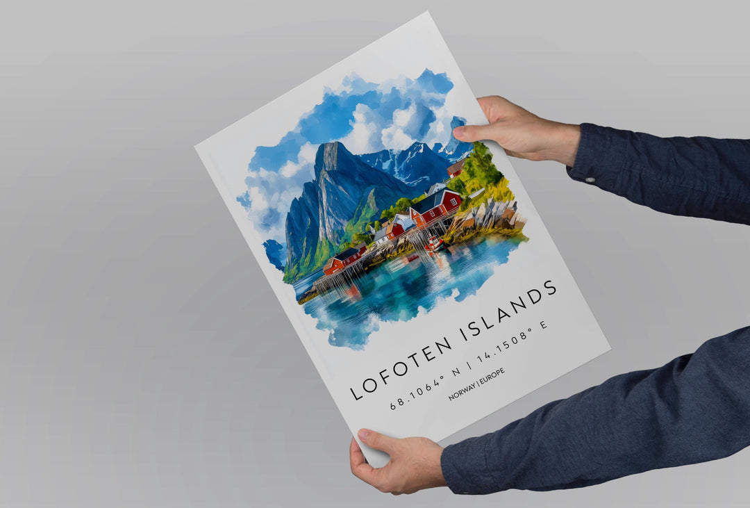 Lofoten Islands Watercolor Poster Wall Art Lofoten Isle Decor Home Décor Lofoten Islands Gift Norway Art Lover Gift, Travel Souvenir