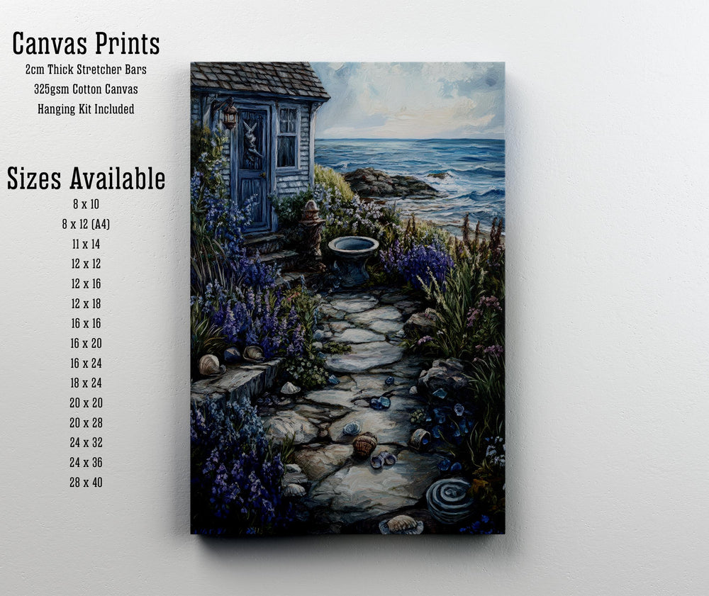 Coastal Garden Cottagecore Art Print, Vintage Ocean Illustration