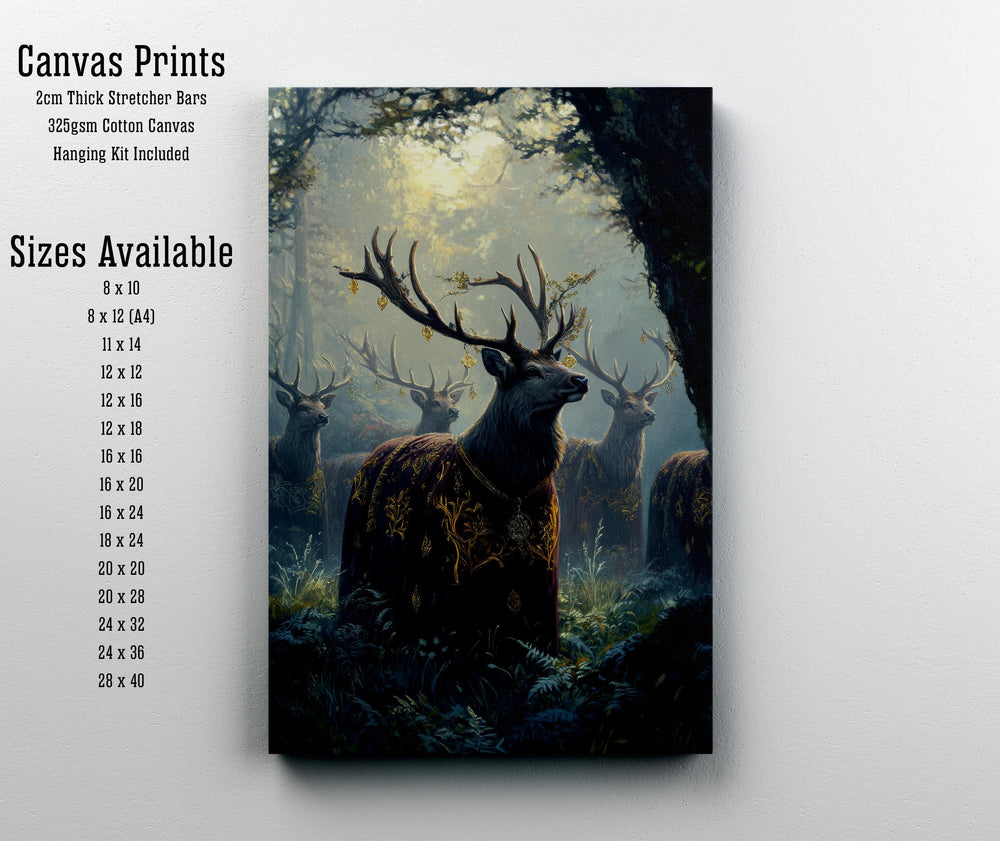 Velvet Cloaked Stags Print | Vintage Cottagecore Forest Art