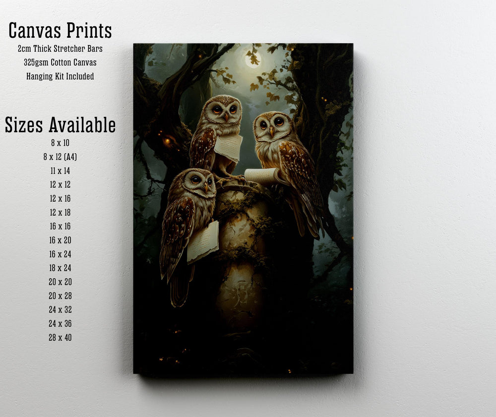 Owl Scroll Keepers Cottagecore Print Poster Vintage Magical Art Dark Academia Wall Decor Antique Illustration Enchanted Forest Cottagecore