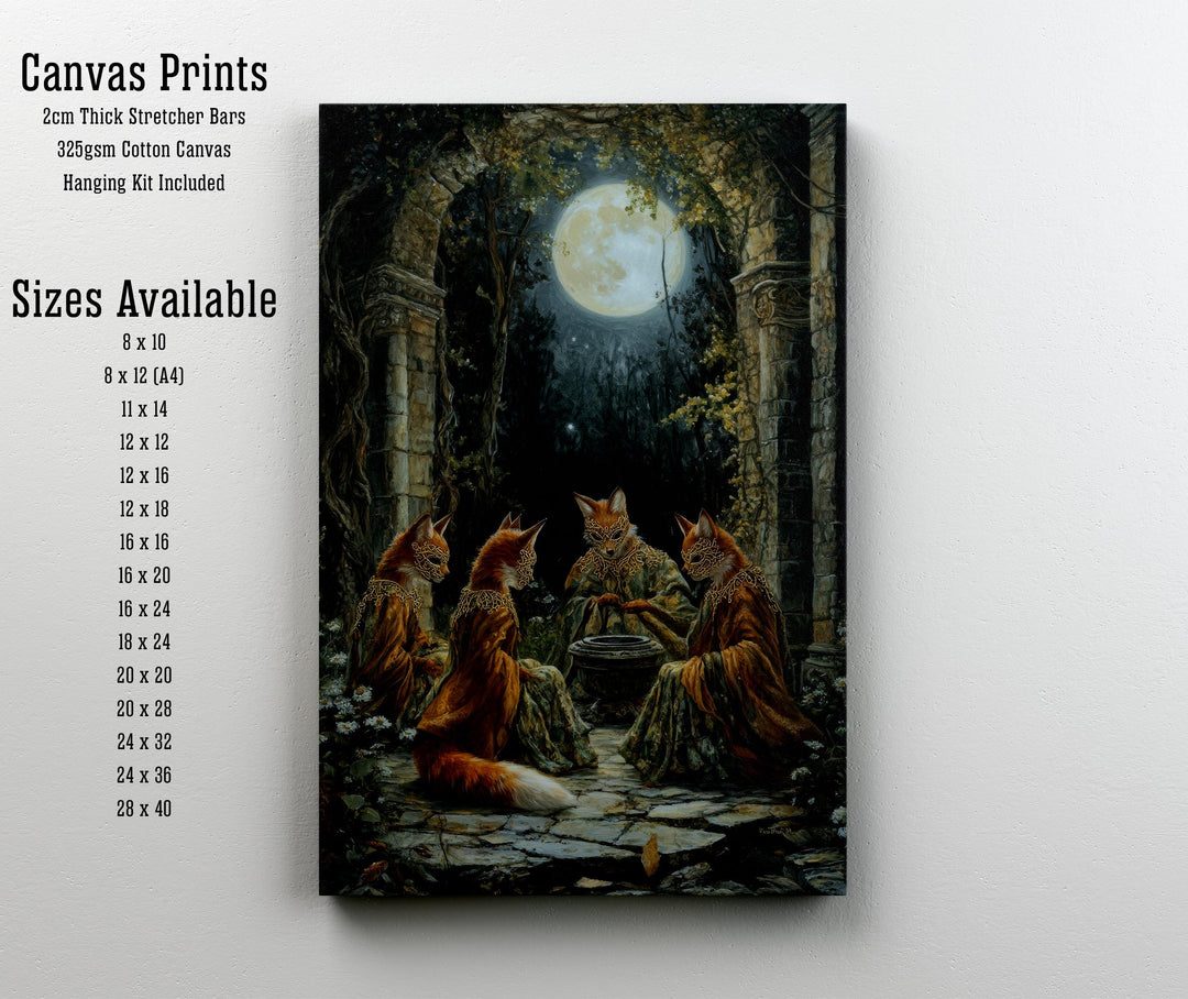 Fox Masked Dancers Print | Vintage Cottagecore Forest Art