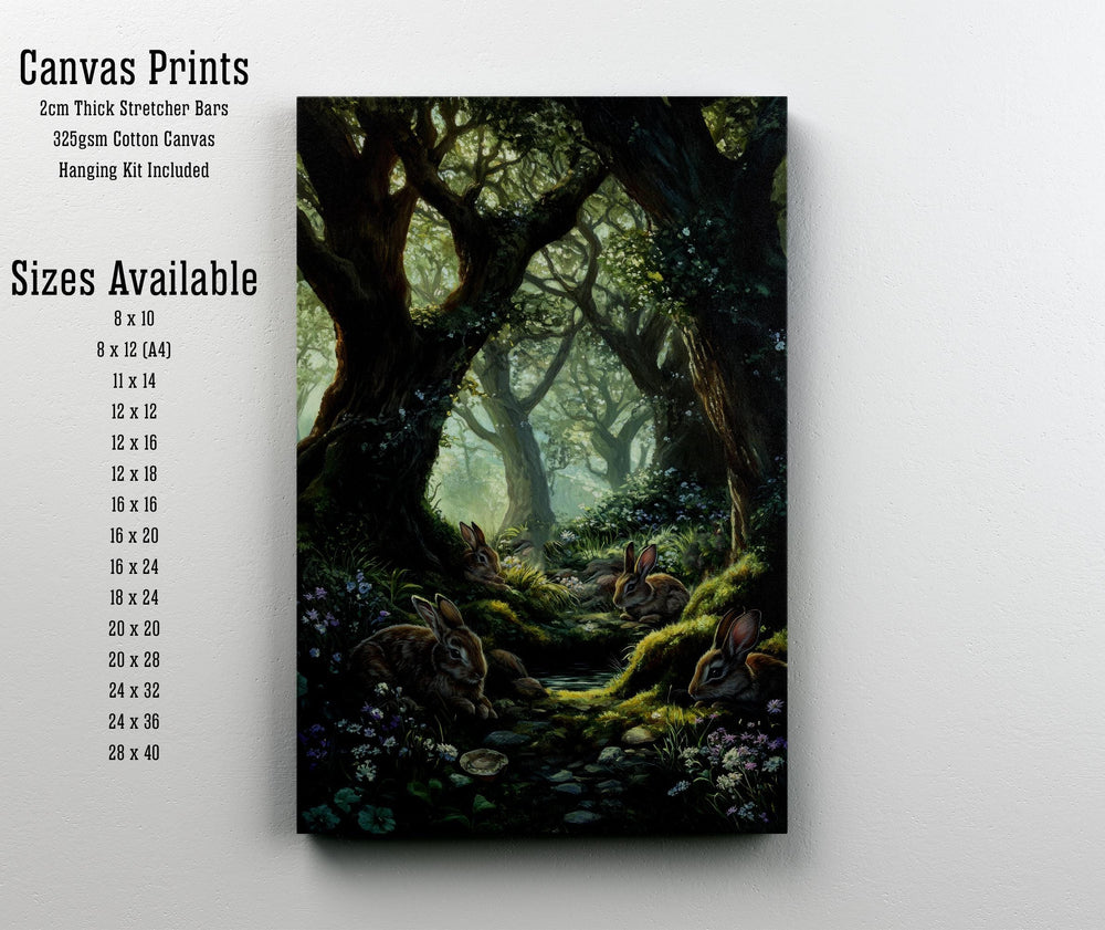 Hare Companions Cottagecore Print Poster Vintage Forest Art Dark Academia Wall Decor Antique Illustration Enchanted Woodland Cottagecore