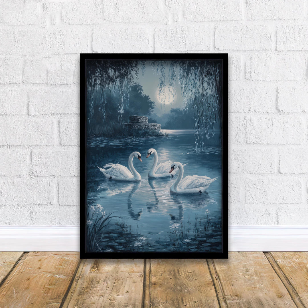 Swans of the Lake Print: Vintage Cottagecore Nature Art
