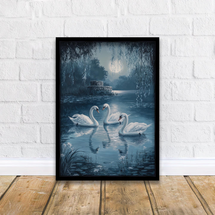 Swans of the Lake Print: Vintage Cottagecore Nature Art