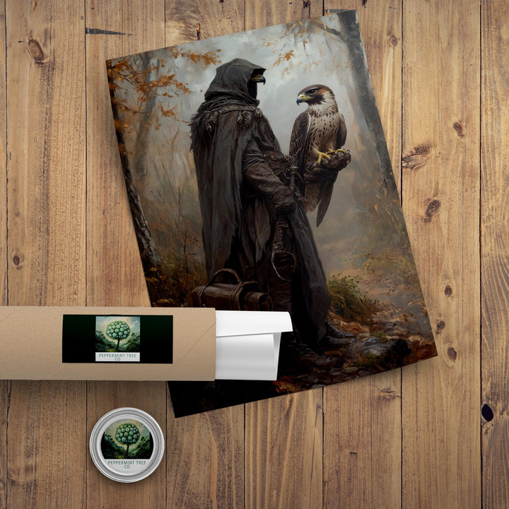 Falconer & Hawk Vintage Art Print, Cottagecore Dark Academia