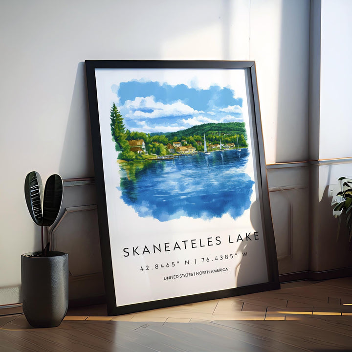 Skaneateles Lake Watercolor Poster Wall Art Skaneateles Decor Home Décor Skaneateles Lake Gift USA Art Lover Gift, Travel Souvenir Print