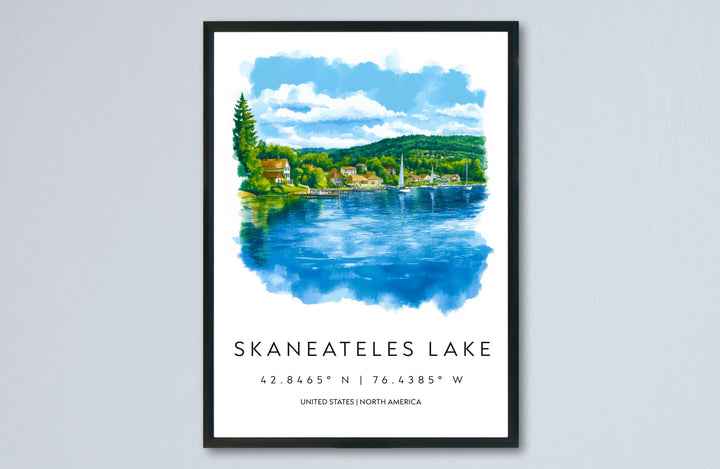 Skaneateles Lake Watercolor Poster Wall Art Skaneateles Decor Home Décor Skaneateles Lake Gift USA Art Lover Gift, Travel Souvenir Print