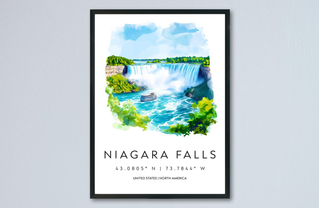 Niagara Falls Watercolor Poster Wall Art Niagara Falls Wall Decor Home Décor Niagara Falls Gift USA Canada Art Lover Gift, Travel Print