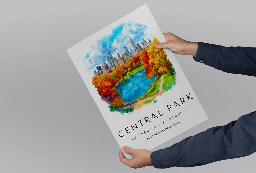 Central Park Watercolor Poster Wall Art Central Park Decor Home Décor Central Park Gift USA Art Lover Gift, Travel Souvenir Print