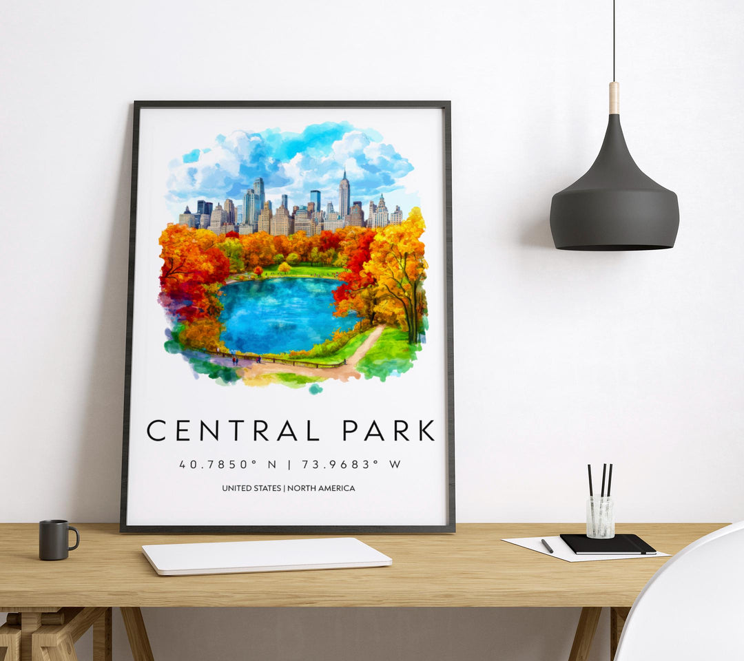 Central Park Watercolor Poster Wall Art Central Park Decor Home Décor Central Park Gift USA Art Lover Gift, Travel Souvenir Print