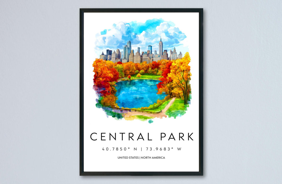 Central Park Watercolor Poster Wall Art Central Park Decor Home Décor Central Park Gift USA Art Lover Gift, Travel Souvenir Print