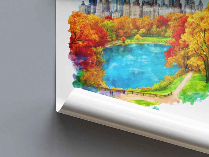 Central Park Watercolor Poster Wall Art Central Park Decor Home Décor Central Park Gift USA Art Lover Gift, Travel Souvenir Print