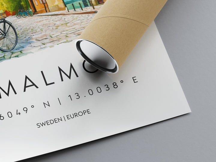 Malmö Watercolor Poster Wall Art Malmö Wall Decor Home Décor Malmö Gift Sweden Art Lover Gift, Travel Souvenir Print