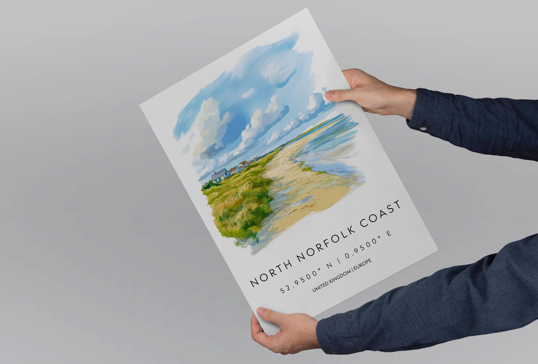 North Norfolk Coast Watercolor Poster Wall Art North Norfolk Decor Home Décor North Norfolk Gift UK Art Lover Gift, Travel Souvenir Print
