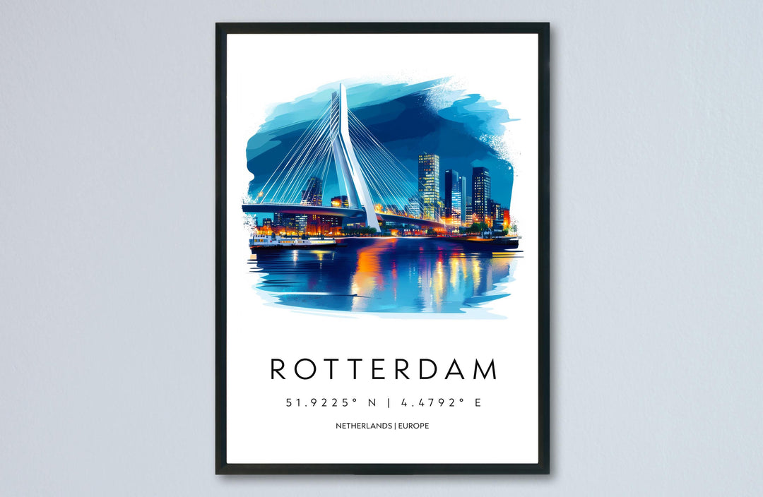 Rotterdam Watercolor Poster Wall Art Rotterdam Wall Decor Home Décor Rotterdam Gift Netherlands Art Lover Gift, Travel Souvenir Print