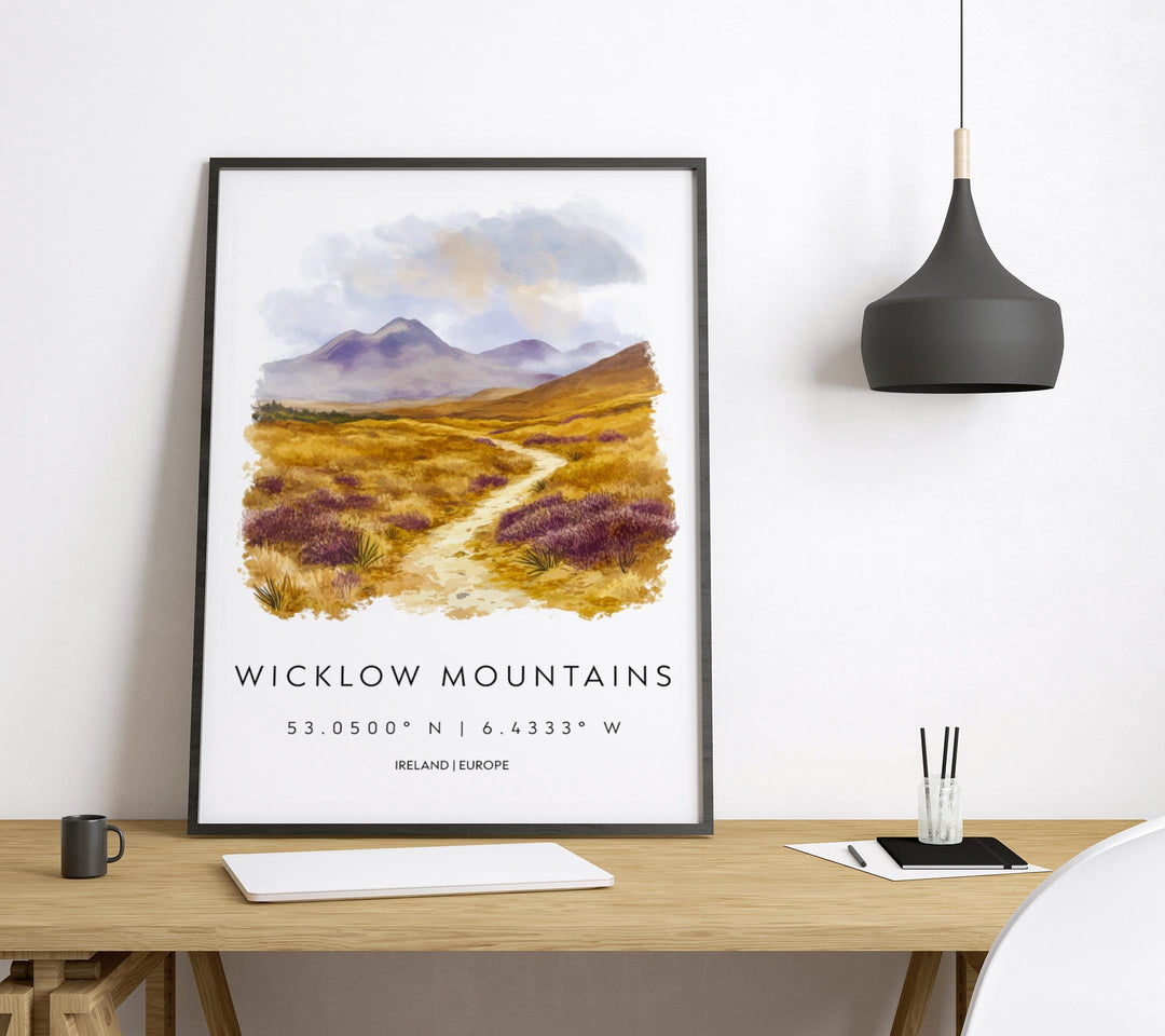 Wicklow Mountains Watercolor Poster Wall Art Wicklow Decor Home Décor Wicklow Gift Ireland Art Lover Gift, Travel Souvenir Print