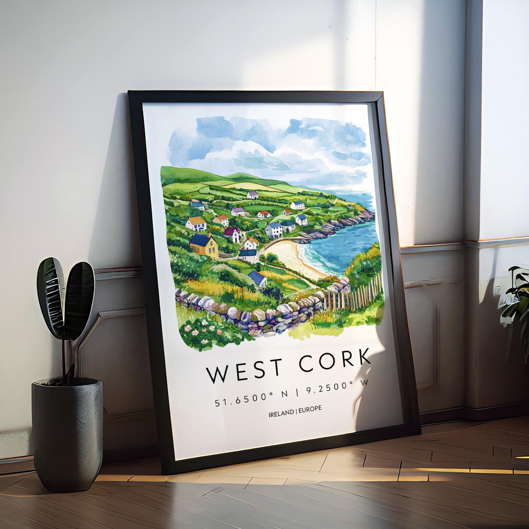 West Cork Watercolor Poster Wall Art West Cork Wall Decor Home Décor West Cork Gift Ireland Art Lover Gift, Travel Souvenir Print