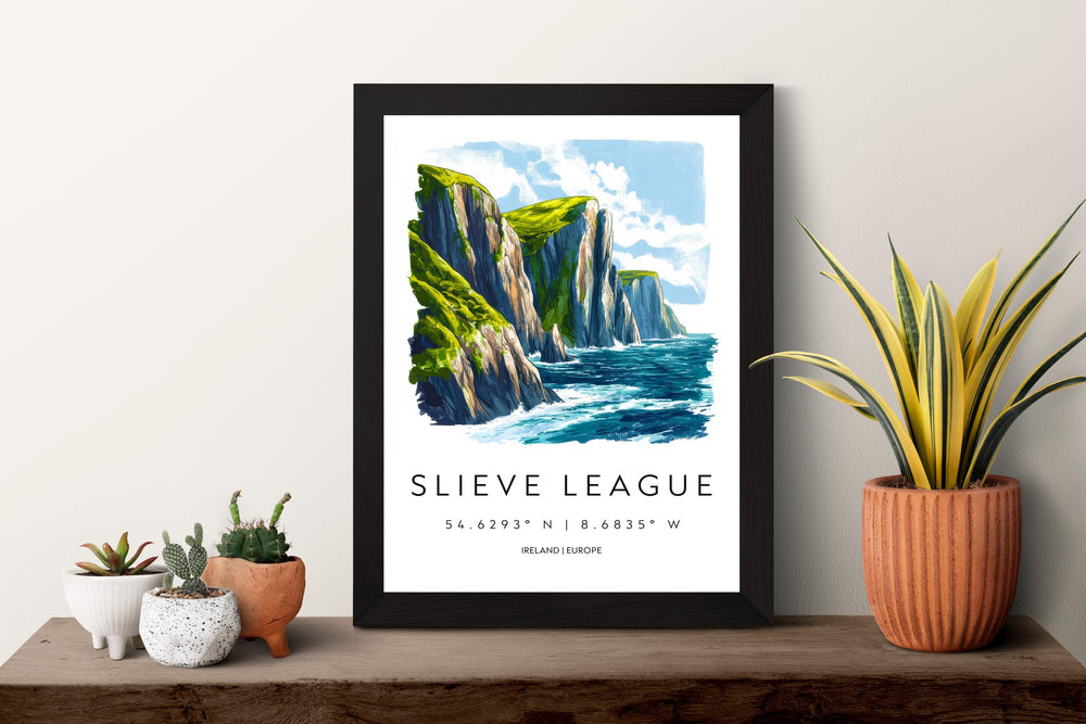 Slieve League Watercolor Poster Wall Art Slieve League Decor Home Décor Slieve League Gift Ireland Art Lover Gift, Travel Souvenir Print