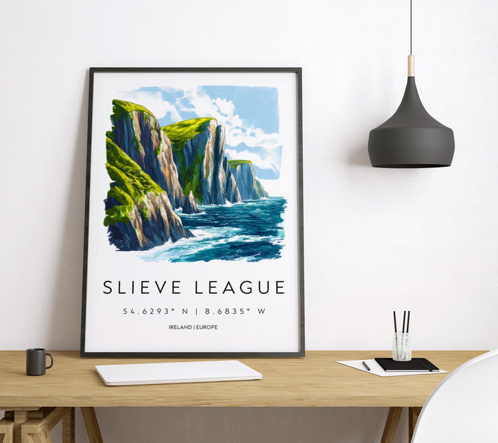 Slieve League Watercolor Poster Wall Art Slieve League Decor Home Décor Slieve League Gift Ireland Art Lover Gift, Travel Souvenir Print