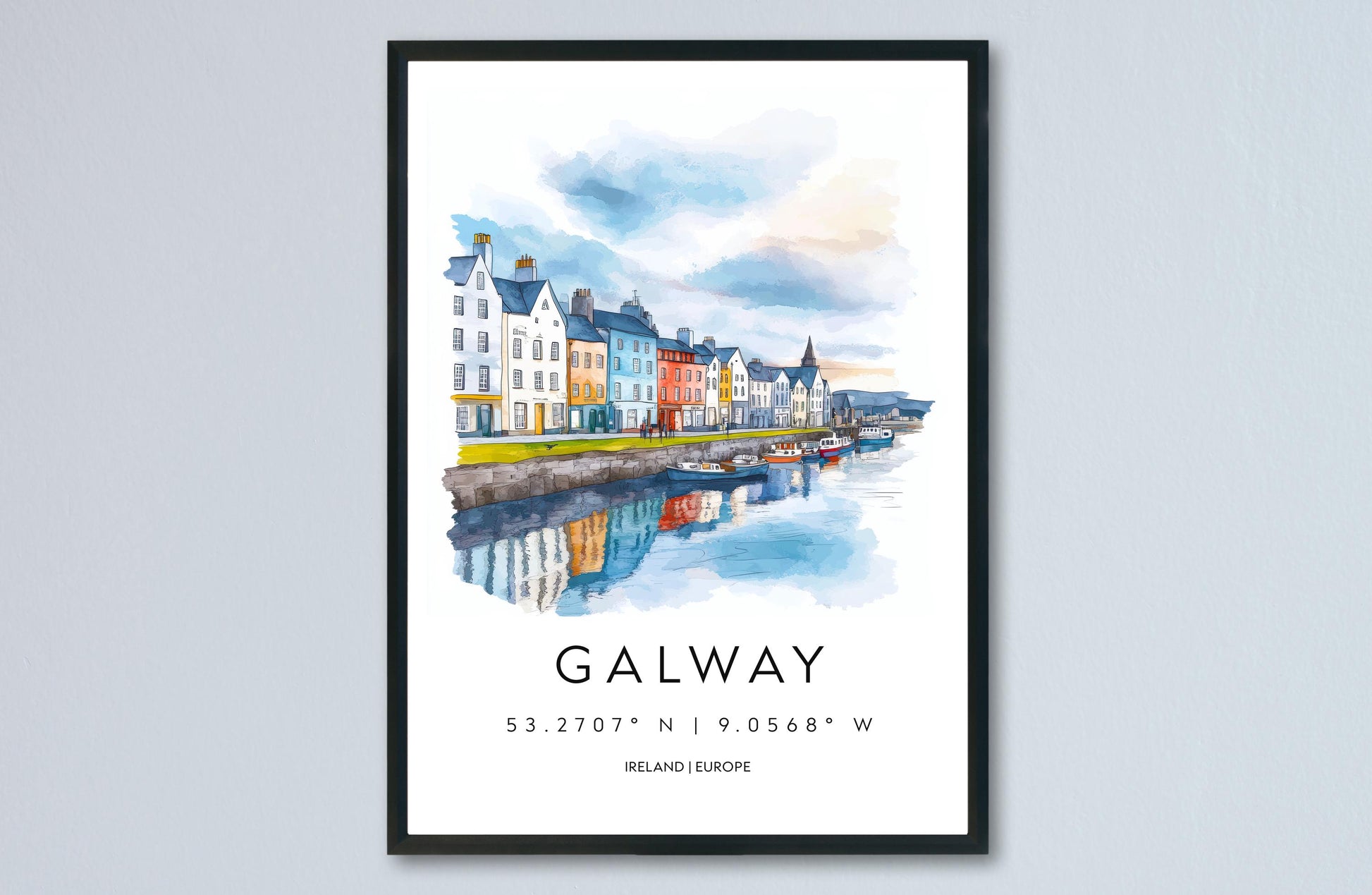 Galway Watercolor Poster Wall Art Galway Wall Decor Home Décor Galway Gift Ireland Art Lover Gift, Travel Souvenir Print