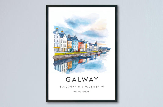 Galway Watercolor Poster Wall Art Galway Wall Decor Home Décor Galway Gift Ireland Art Lover Gift, Travel Souvenir Print