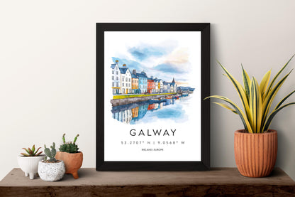 Galway Watercolor Poster Wall Art Galway Wall Decor Home Décor Galway Gift Ireland Art Lover Gift, Travel Souvenir Print