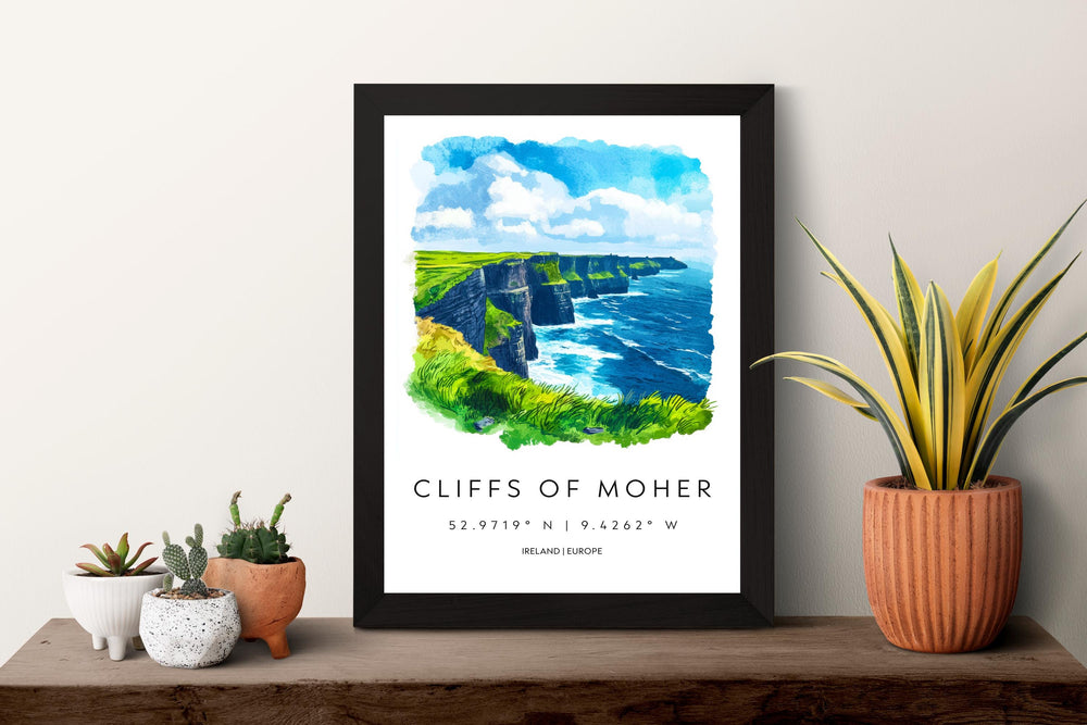 Cliffs of Moher Watercolor Poster Wall Art Cliffs of Moher Wall Decor Home Décor Cliffs of Moher Gift Ireland Art Lover Gift, Travel Print