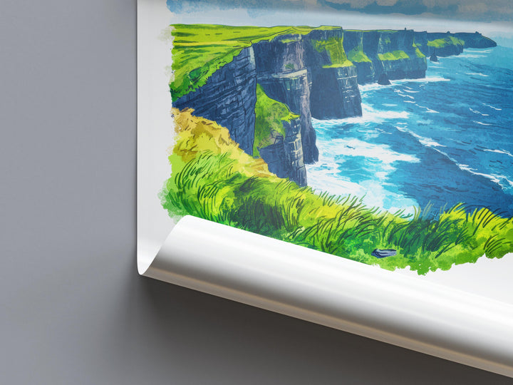 Cliffs of Moher Watercolor Poster Wall Art Cliffs of Moher Wall Decor Home Décor Cliffs of Moher Gift Ireland Art Lover Gift, Travel Print