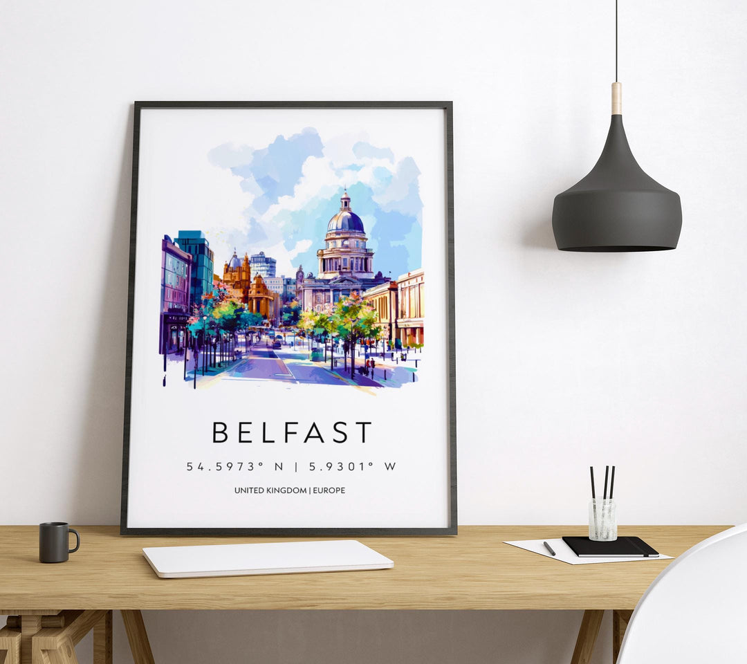 Belfast Watercolor Poster Wall Art Belfast Wall Decor Home Décor Belfast Gift UK Art Lover Gift, Travel Souvenir Print