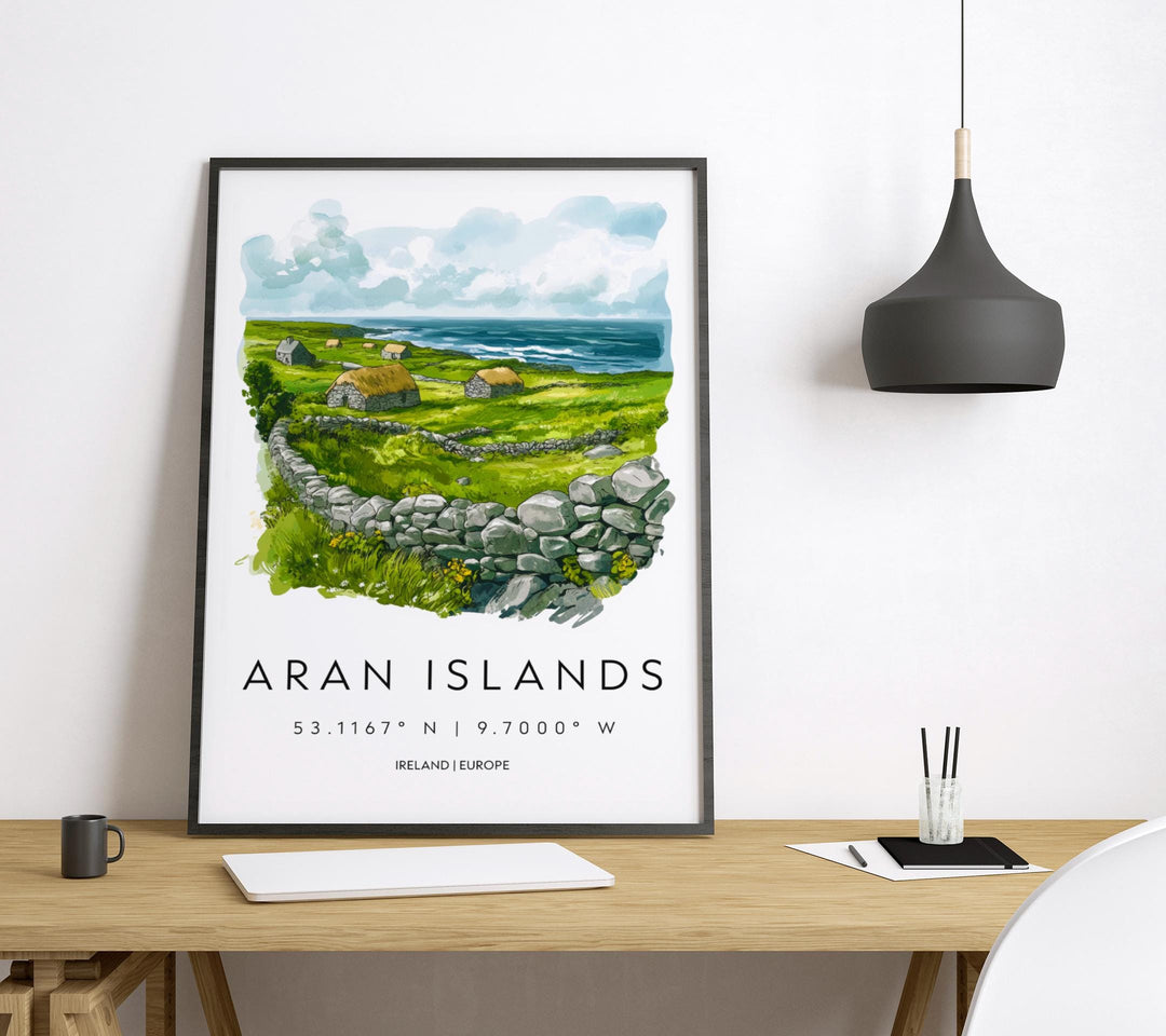 Aran Islands Watercolor Poster Wall Art Aran Islands Wall Decor Home Décor Aran Islands Gift Ireland Art Lover Gift, Travel Souvenir Print