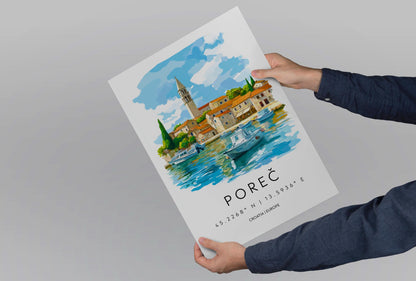 Porec Watercolor Poster Wall Art Porec Wall Decor Home Décor Porec Gift Croatia Art Lover Gift, Travel Souvenir Print