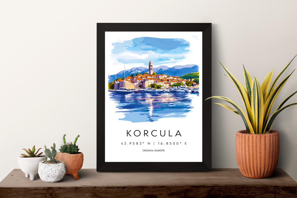 Korcula Watercolor Poster Wall Art Korcula Wall Decor Home Décor Korcula Gift Croatia Art Lover Gift, Travel Souvenir Print