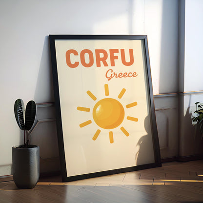 Corfu Preppy Poster Wall Art Corfu Wall Decor Home Décor Corfu Gift Greece Art Lover Gift, Travel Souvenir Print