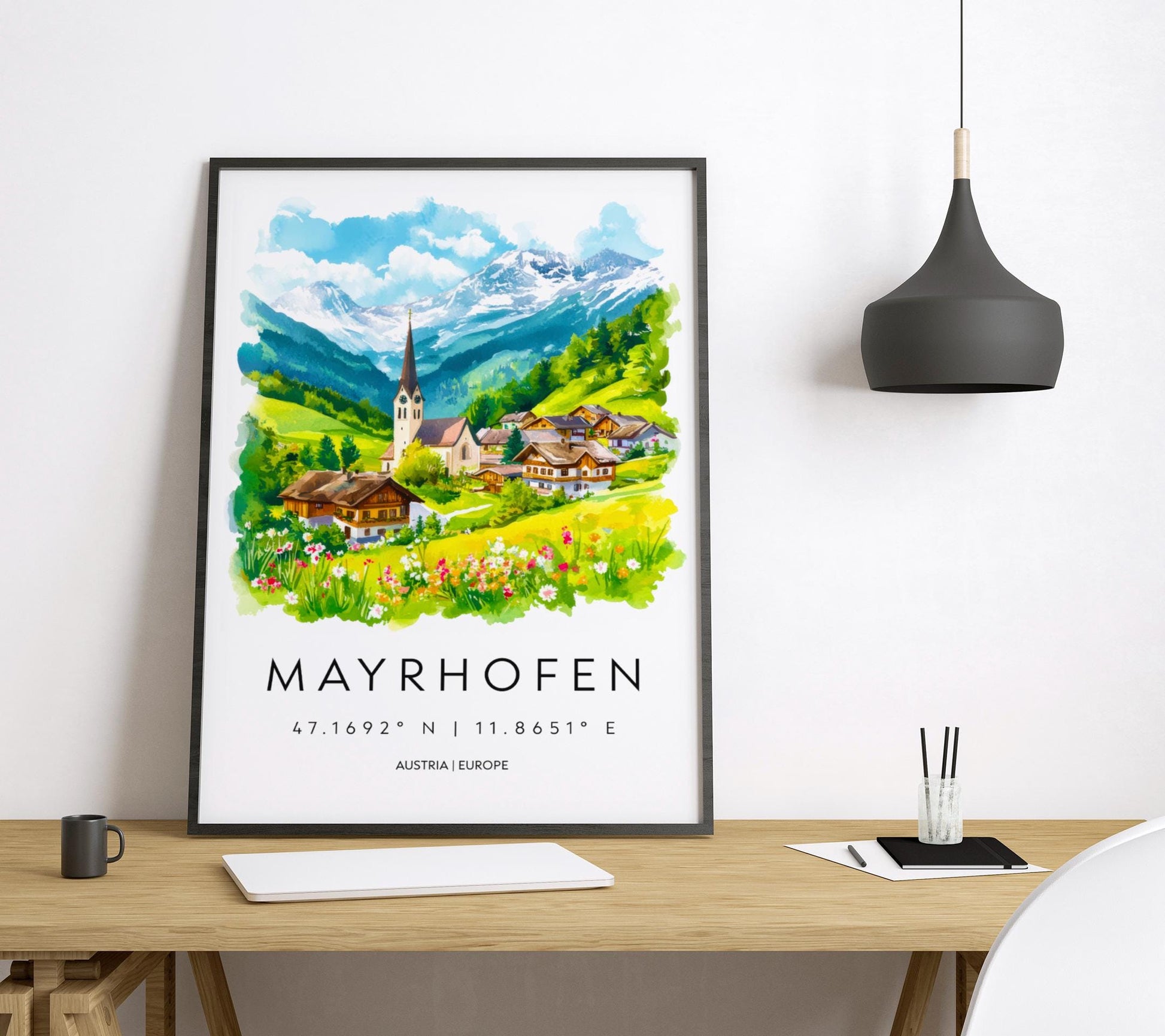 Mayrhofen Watercolor Poster Wall Art Mayrhofen Wall Decor Home Décor Mayrhofen Gift Austria Art Lover Gift, Travel Souvenir Print