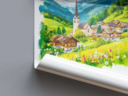 Mayrhofen Watercolor Poster Wall Art Mayrhofen Wall Decor Home Décor Mayrhofen Gift Austria Art Lover Gift, Travel Souvenir Print