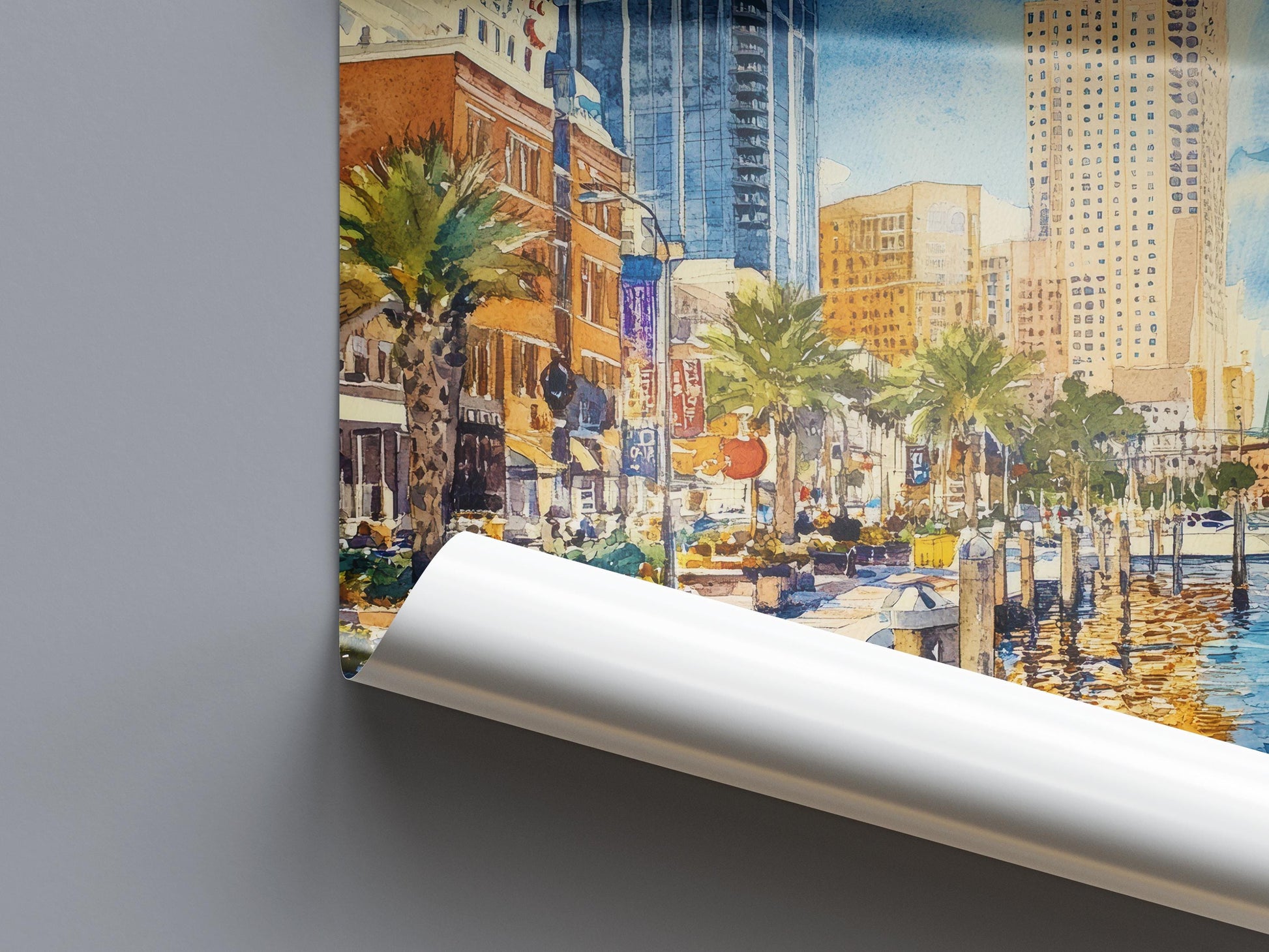 Tampa Watercolor Poster Wall Art Tampa Wall Hanging Home Décor Tampa Gift Art Lovers United States Wall Art
